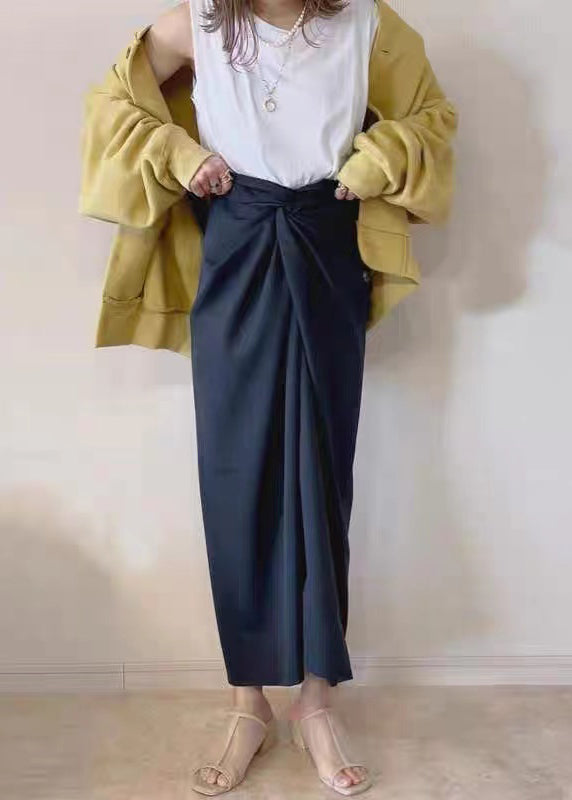 Chic Army Green Asymmetrical Linen Skirts Summer