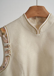 Chic Beige Chinese Button Hollow Out Oriental Vests Fall