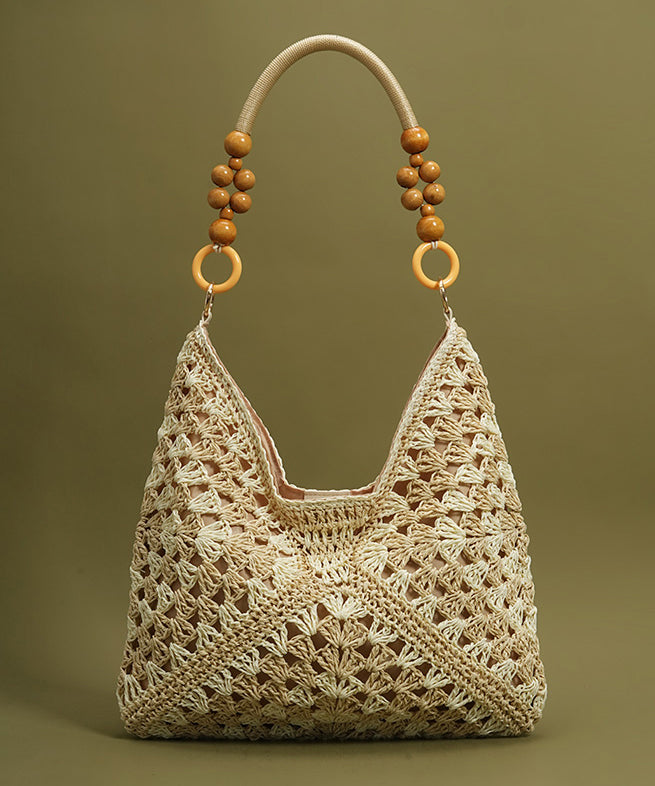 Chic Beige Hollow Out Straw Woven Women Shoulder Bags