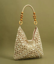 Chic Beige Hollow Out Straw Woven Women Shoulder Bags