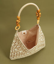 Chic Beige Hollow Out Straw Woven Women Shoulder Bags