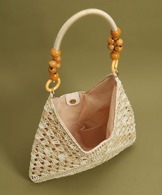 Chic Beige Hollow Out Straw Woven Women Shoulder Bags