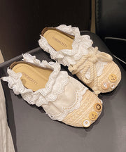 Chic Beige Lace Splicing Comfy Slide Sandals