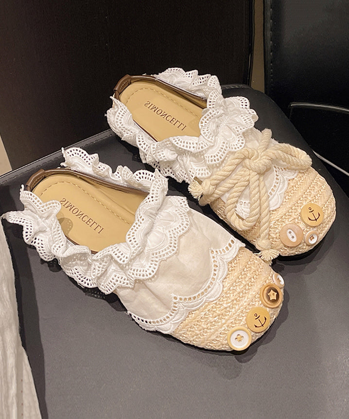 Chic Beige Lace Splicing Comfy Slide Sandals