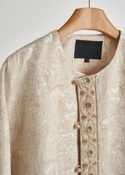 Chic Beige Oversized Jacquard Cotton Coats Fall