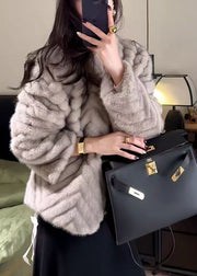 Chic Beige Oversized Warm Faux Mink Hair Coats Winter