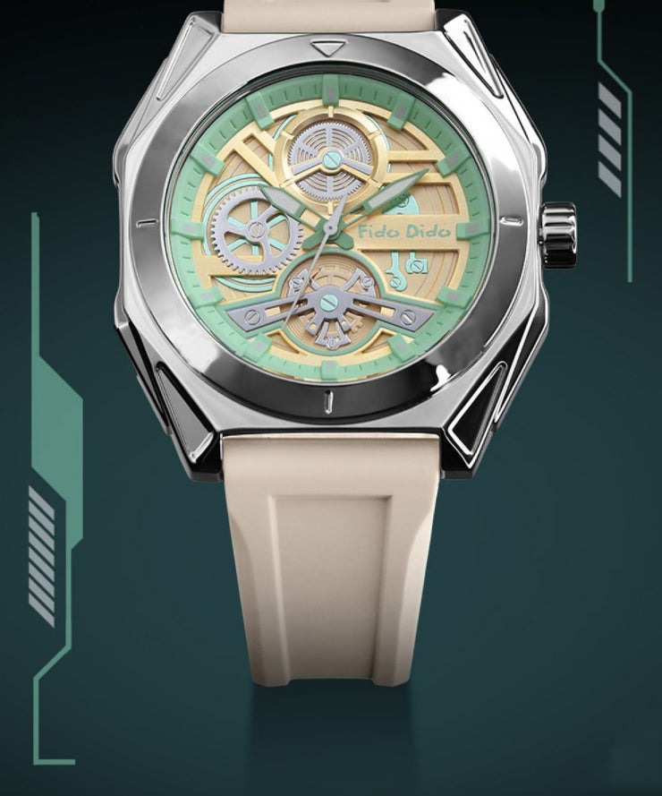 Chic Beige Silicone Rubber Sapphire Crystal Waterproof Watches