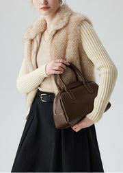 Chic Beige Zip Up Patchwork Faux Fox Fur Knit Coat Winter