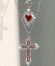 Chic Black Alloy Love Cross Hollow Out Pendant Necklace