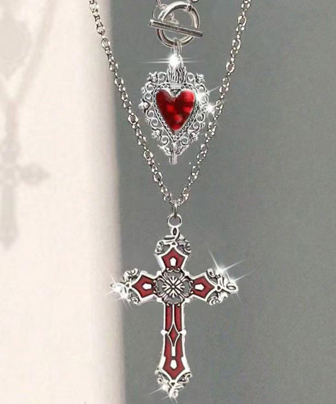 Chic Black Alloy Love Cross Hollow Out Pendant Necklace