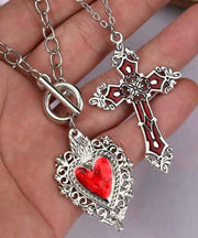 Chic Black Alloy Love Cross Hollow Out Pendant Necklace