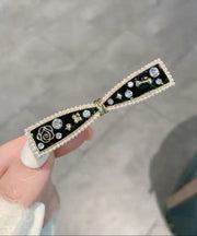 Chic Black Alloy Zircon Bow And Water Drop Two-Piece Set Hairpin
