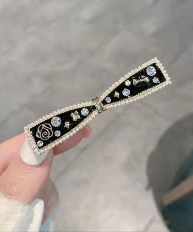Chic Black Alloy Zircon Bow And Water Drop Two-Piece Set Hairpin