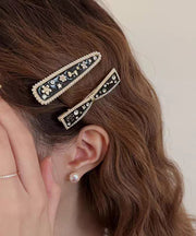 Chic Black Alloy Zircon Bow And Water Drop Two-Piece Set Hairpin