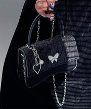 Chic Black Butterfly Faux Leather Chain Linked Mini Bag