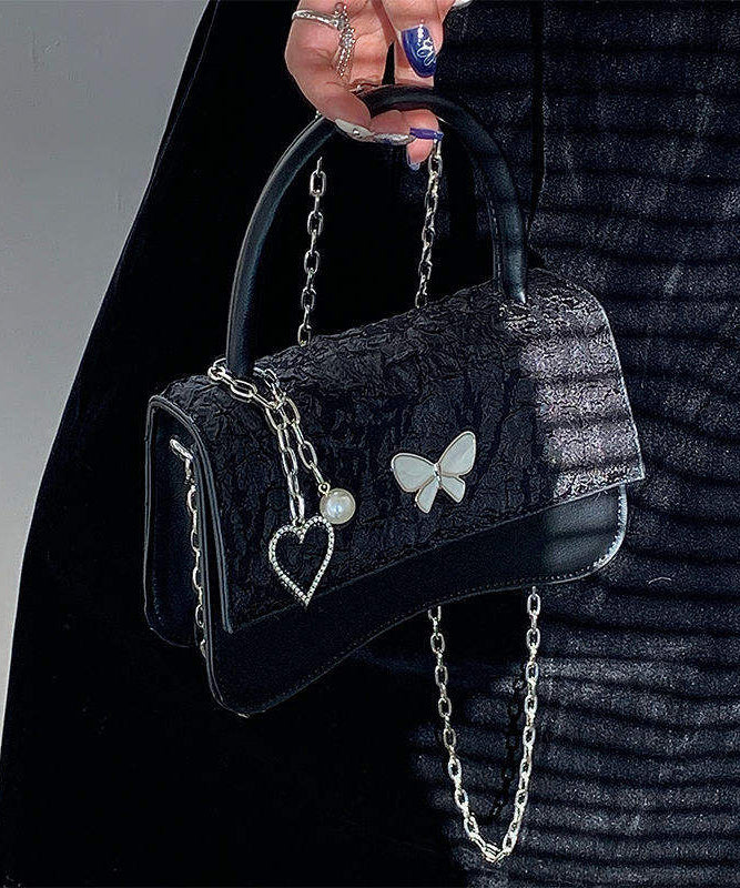 Chic Black Butterfly Faux Leather Chain Linked Mini Bag