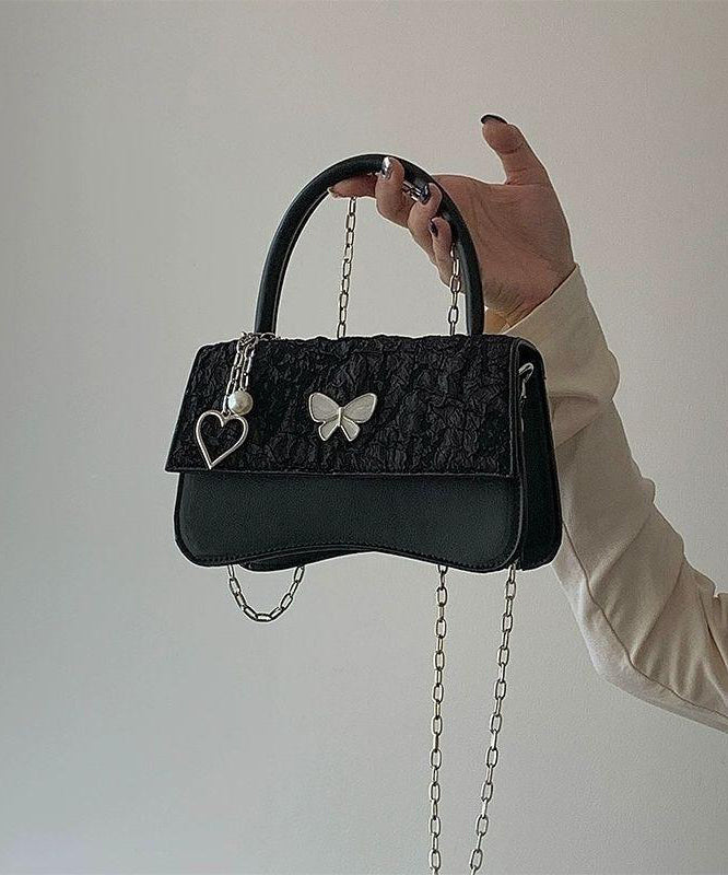 Chic Black Butterfly Faux Leather Chain Linked Mini Bag