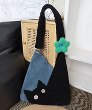 Chic Black Cat Patchwork Flower Shoulder Bags
