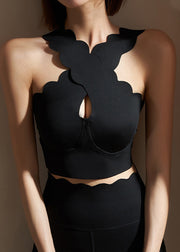 Chic Black Cold Shoulder Gym Sports Bra