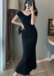 Chic Black Cold Shoulder Wraped Party Dresses Summer