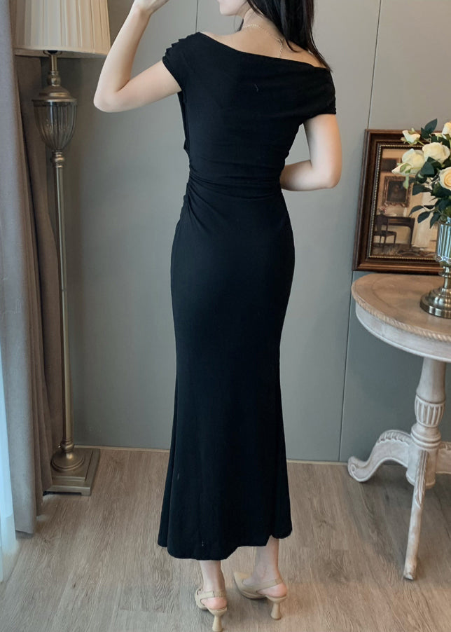 Chic Black Cold Shoulder Wraped Party Dresses Summer