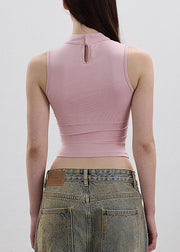 Chic Black Hollow Out Embroidered Cotton Tank Sleeveless
