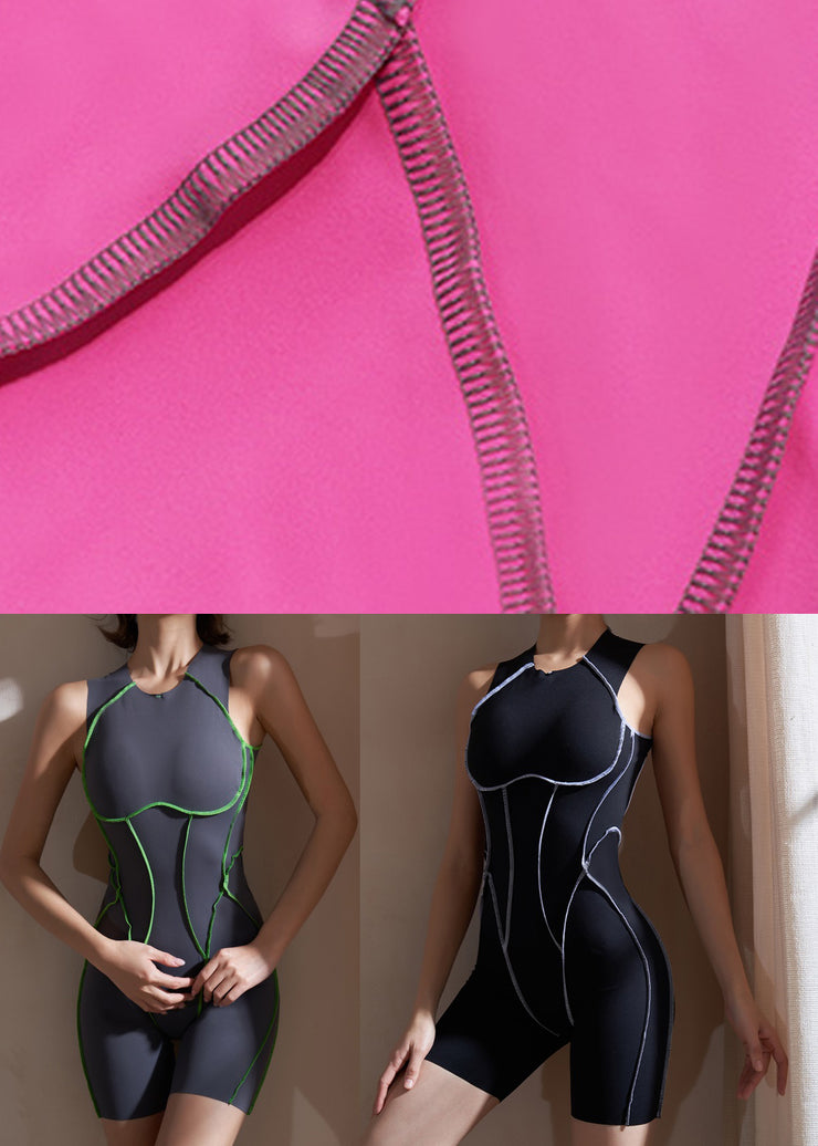 Chic Black Hollow Out One Piece Workout Suit Athletic Leggings