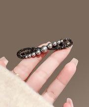 Chic Black Metal Alloy Zircon Pearl Bow Hairpin