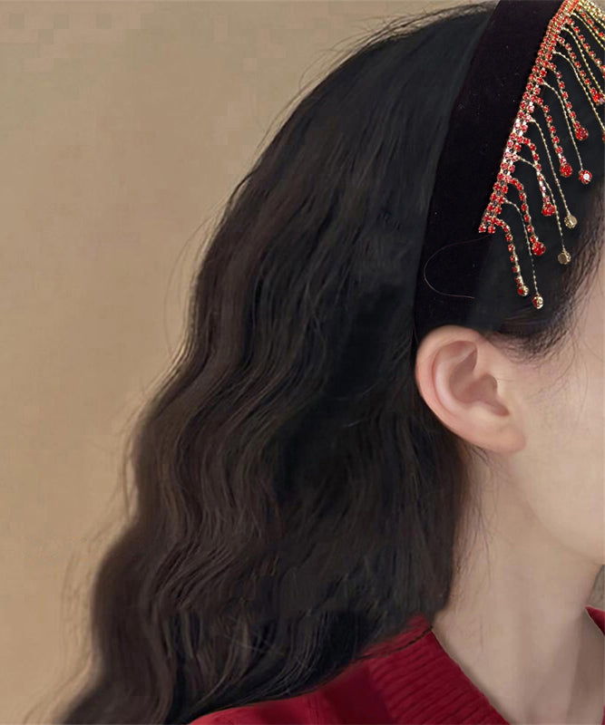 Chic Black Overgild Zircon Tassel Hairpin
