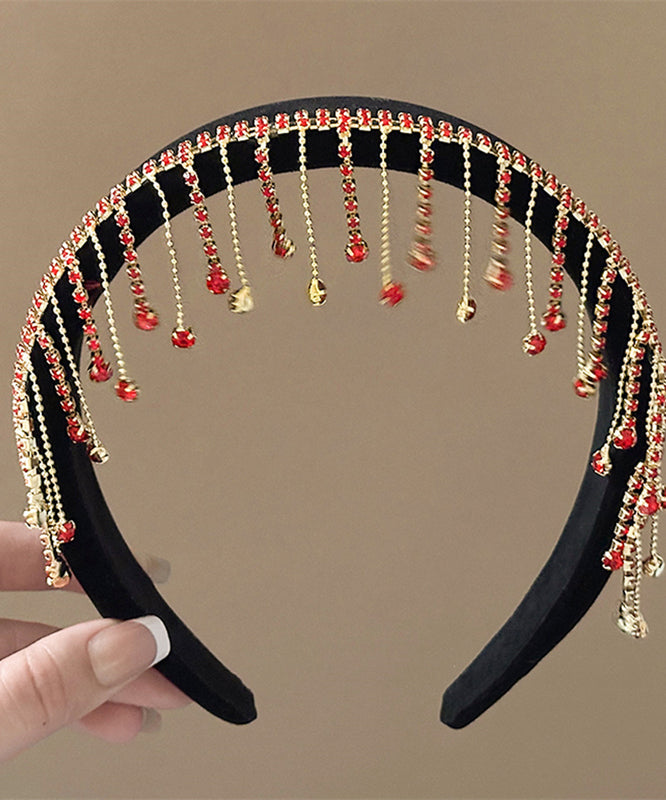 Chic Black Overgild Zircon Tassel Hairpin