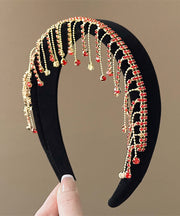 Chic Black Overgild Zircon Tassel Hairpin