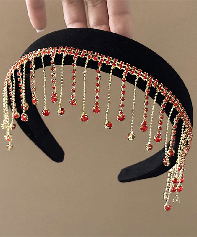 Chic Black Overgild Zircon Tassel Hairpin