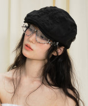 Chic Black Ripped Versatile Breton Hat