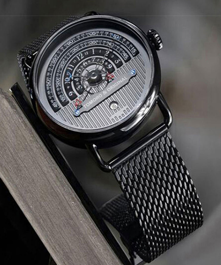 Chic Black Stainless Steel Machinery Watches