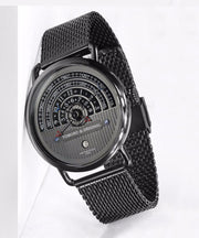 Chic Black Stainless Steel Machinery Watches