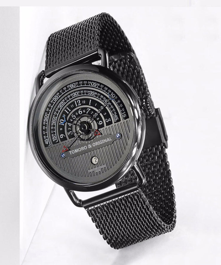 Chic Black Stainless Steel Machinery Watches