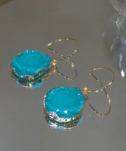 Chic Blue Copper Alloy Asymmetrical Gem Stone Drop Earrings