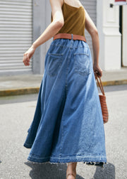 Chic Blue Pockets High Waist Denim Skirt Fall