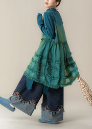 Chic Blue Ruffled Spaghetti Strap Dress T Shirt And Pants Three Piece Suit Set Fall