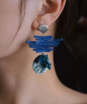 Chic Blue Sterling Silver Asymmetrical Drop Earrings