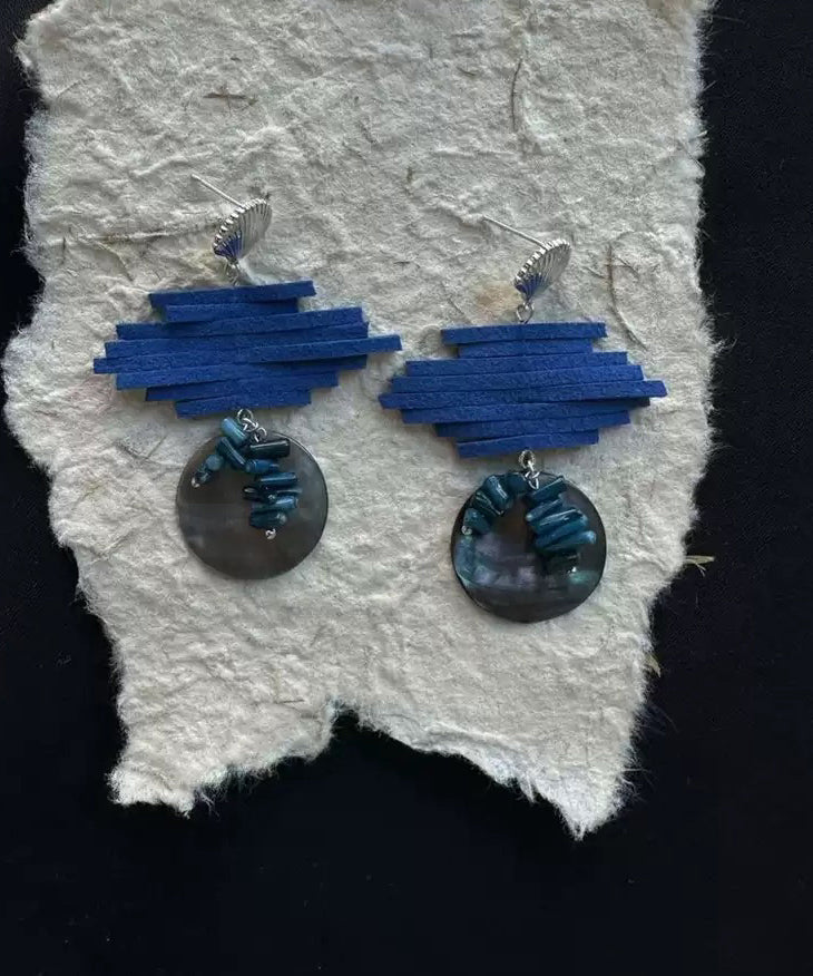 Chic Blue Sterling Silver Asymmetrical Drop Earrings