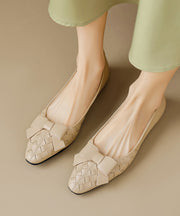 Chic Bow Splicing Soft Comfy Flats Black Sheepskin