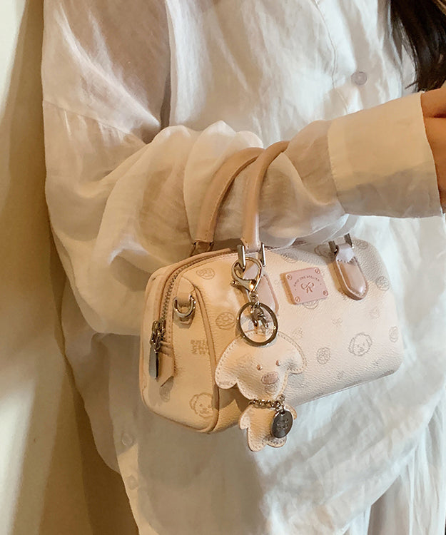 Chic Brown Cartoon Print Faux Leather Tote Handbag