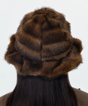 Chic Brown Cozy Warm Faux Fur Bucket Hat