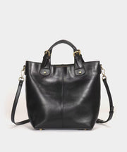 Chic Brown Large Capacity Calf Leather Tote Bag