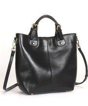 Chic Brown Large Capacity Calf Leather Tote Bag