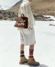 Chic Brown Large Capacity Leather Versatile Mens Backpack Bag