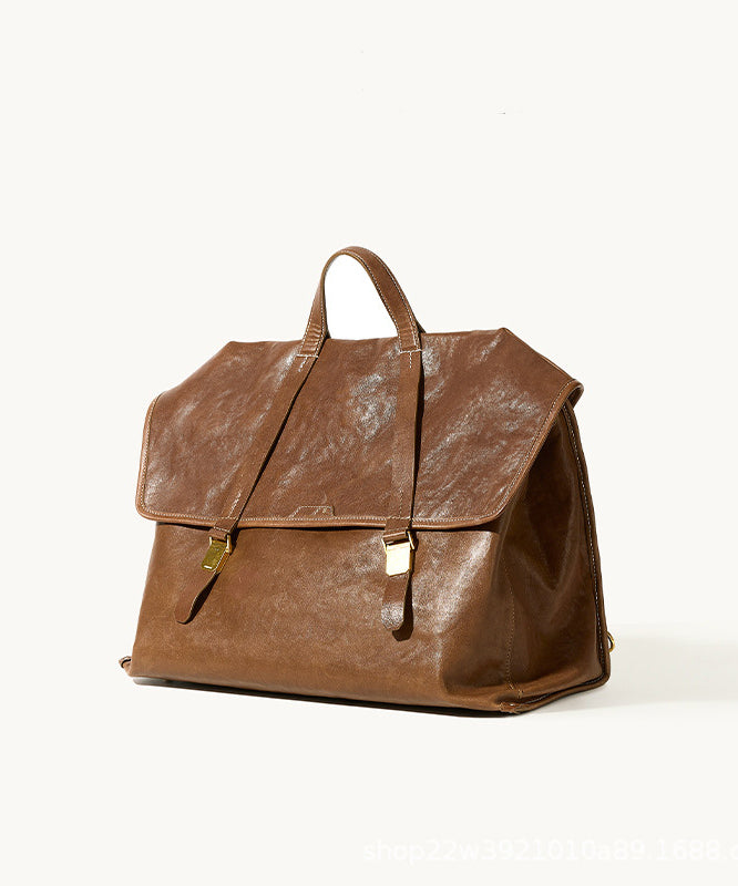 Chic Brown Large Capacity Leather Versatile Mens Backpack Bag