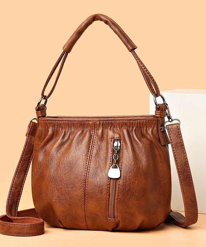 Chic Brown Versatile Faux Leather Shoulder Bag