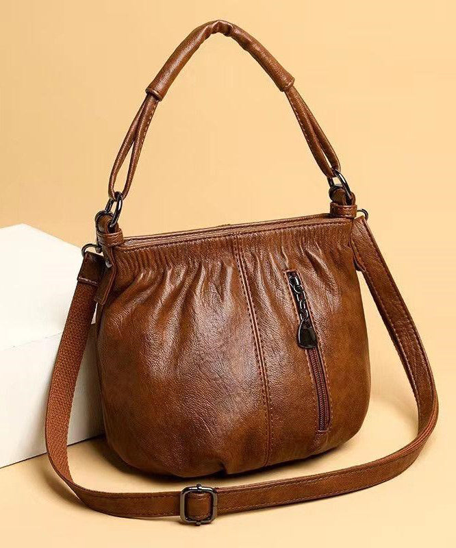 Chic Brown Versatile Faux Leather Shoulder Bag